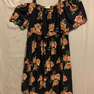 Floral cold shoulder dress